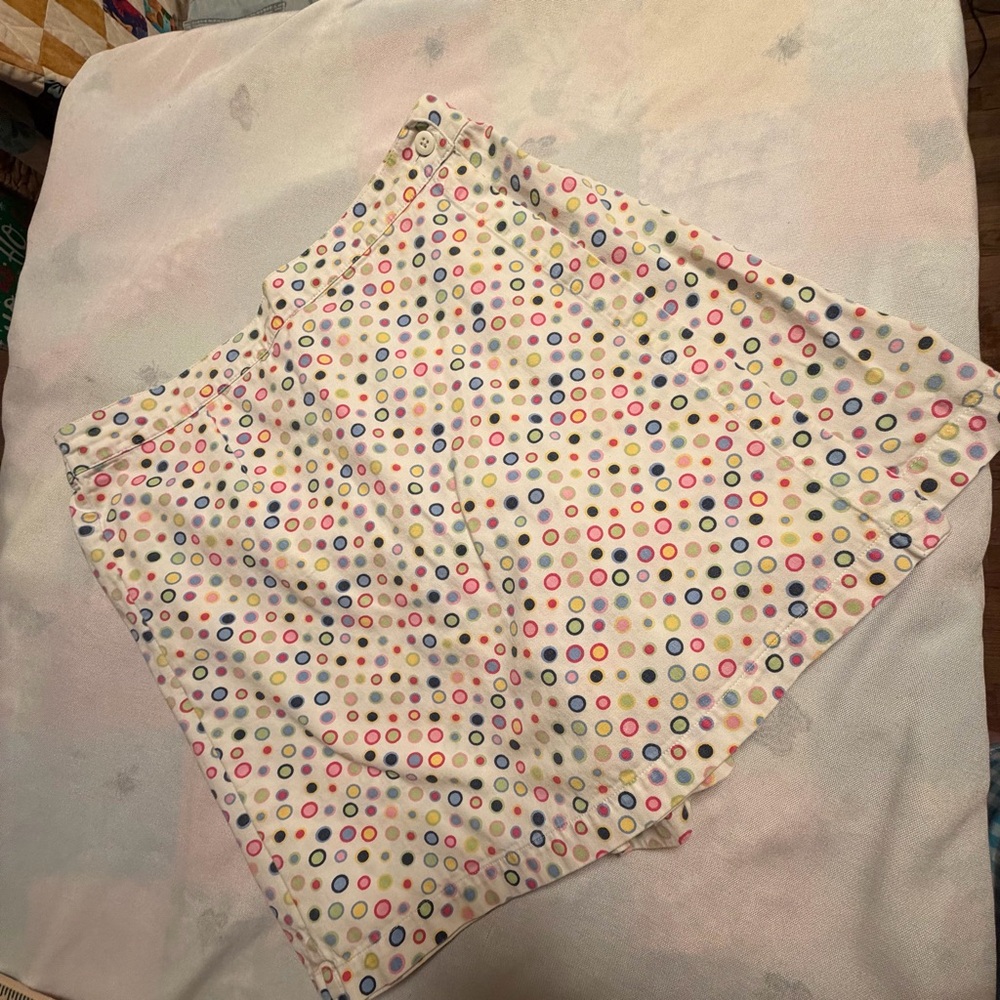 Polka Dot A-Line Skort in White with Multi-Color Dots white stag